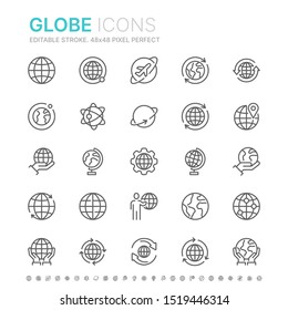 Collection of Globe and Earth related line icons. 48x48 Pixel Perfect. Editable stroke