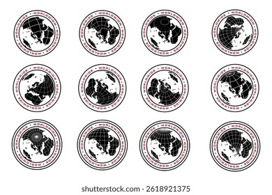 Collection of Globe Emblems with Worldwide design