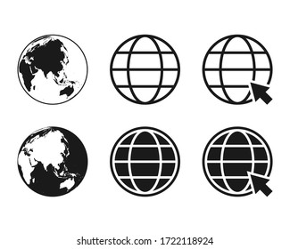 collection of globe icon symbol, go to web icon vector illustration color editable isolated on blank background