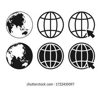 collection of globe icon symbol, go to web icon vector illustration color editable isolated on blank background