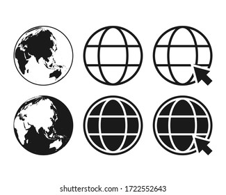 collection of globe icon symbol, go to web icon vector illustration color editable isolated on blank background