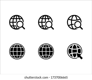 colección del símbolo del icono del globo, vaya a la ilustración del vector del icono web sobre fondo blanco