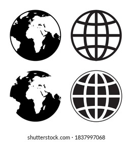 collection of globe icon symbol, go to web icon vector illustration color editable isolated