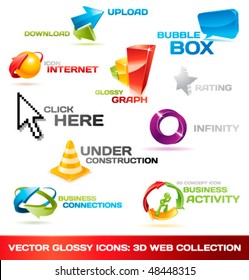 Collection of glossy 3d vector icons for your business artwork