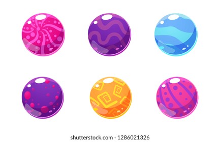 Collection of glossy balls, colorful spheres, user interface assets for mobile apps or video games vector Illustration