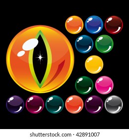 Colección de botones brillantes en varios colores y bonificación - ojo tigre