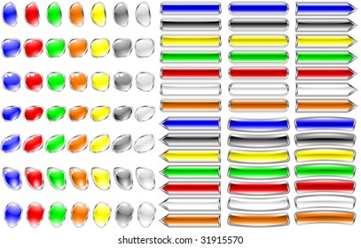 Collection of glossy buttons. Vector.