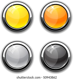 Collection of glossy buttons. Vector illustration.