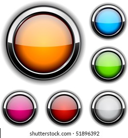Collection of glossy buttons. Vector illustration.