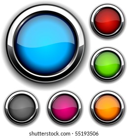 Collection of glossy buttons. Vector illustration.