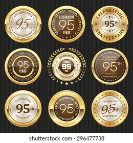 Collection of glossy gold 95th anniversary badge
