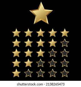 Collection of glossy gold star rating award success rate 