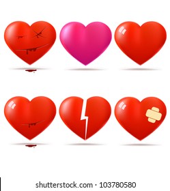 Collection of glossy hearts. Vector mesh illustration