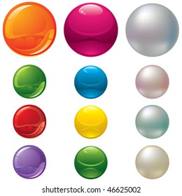 Collection of glossy and pearl buttons in various colors