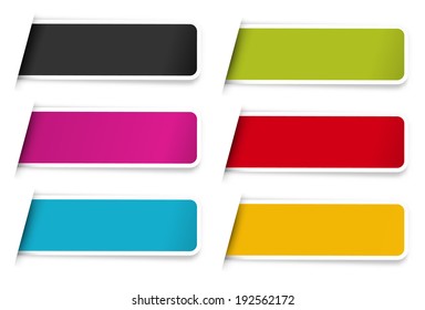 the collection of glossy rectangle templates / the set of blank labels / the tag