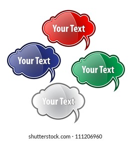 A collection of glossy speech bubbles. White background. Vector illustration. Grouped for easy editing.