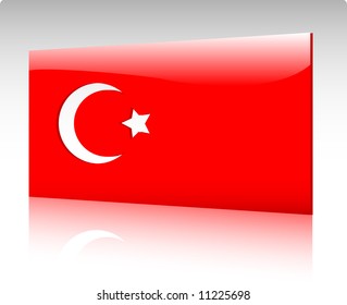 Collection of glossy vectro country flags - Turkey