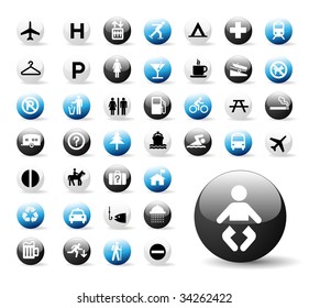 Collection of glossy web buttons, icons