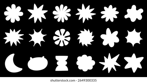 Collection of Glow in the dark. illuminated Shapes set. Stencil design vector illustration.