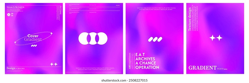 Colección de fondos de onda líquida abstracta brillante. combinación de colores de gradaciones púrpura y rosa. El efecto de combinar colores oscuros y claros. Plantilla de diseño moderno