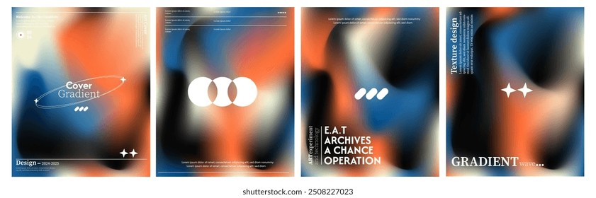 Colección de fondos de ondas líquidas abstractas brillantes. combinación de colores de azul naranja y blanco. El efecto de combinar colores oscuros y claros. Plantilla de diseño moderno