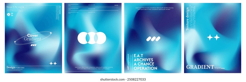 Colección de fondos de onda líquida abstracta brillante. combinación de color azul. El efecto de combinar colores oscuros y claros. Plantilla de diseño moderno para la cubierta del Web, Anuncio publicitario, cartel, folleto