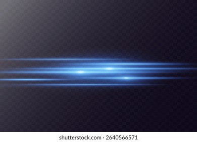 Collection of glowing flashes. Laser beams, horizontal light lines. On a transparent background.