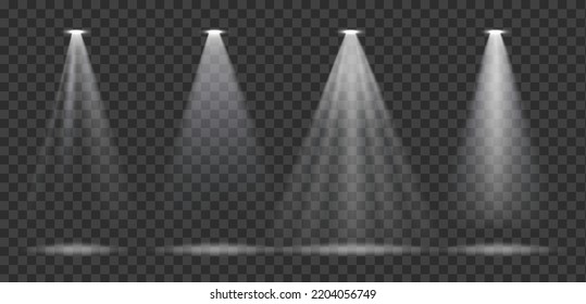 Collection glowing spotlights isolated on transparent background. vector template
