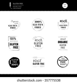 Collection of Gluten Free Icon vector Natural style design Black and white 