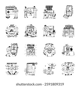 Collection of Glyph Style Empty State Illustrations 

