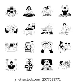 Collection of Glyph Style Gambling Illustrations 

