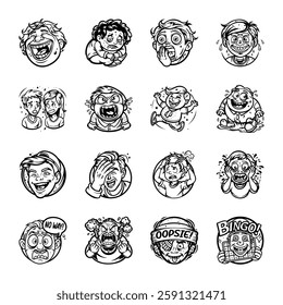 Collection of Glyph Style Reaction Stickers 

