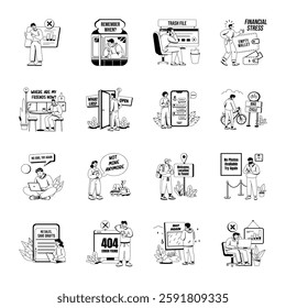 Collection of Glyph Style Service Error Illustrations 

