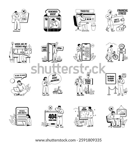 Collection of Glyph Style Service Error Illustrations 

