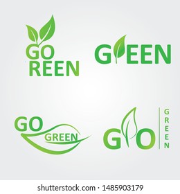 Collection of go green logos with leaves