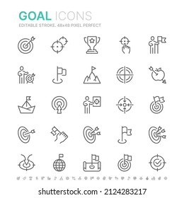 Collection of goal and target related outline icons. 48x48 Pixel Perfect. Editable stroke