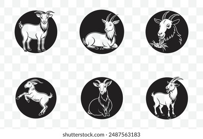 Collection of Goat Black Color Vector Illustrations for Various Uses and Projects