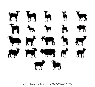 Collection of goat icon. goat silhouette
