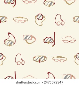 Collection of Goggles Seamless Pattern Vector illustration Design