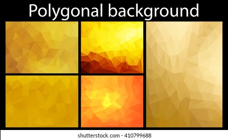 A collection of gold backgrounds. Set of abstract backgrounds for design .Polygon the background pattern. Template for business.