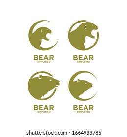 Collection of Gold Bear head circle logo icon design vector illustration with white background