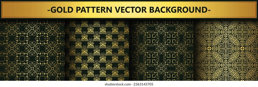 Collection gold and black seamless pattern background