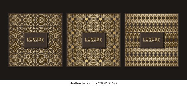 Collection gold and black seamless pattern background