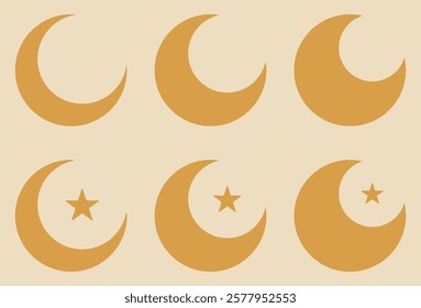 Collection of Gold Crescence with Small Star