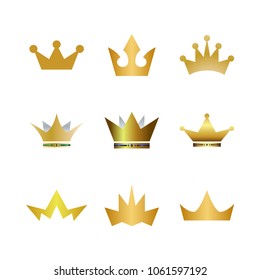 Collection of gold crown logo icon element