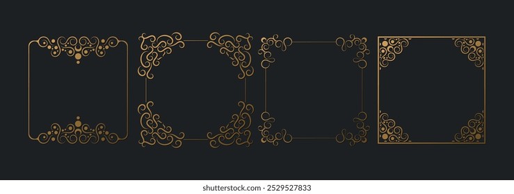 Collection gold decorative frame design background