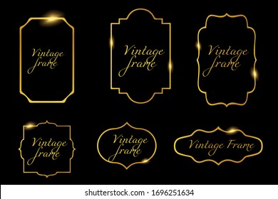 Sammlung von goldenen Rahmen und Rahmen Art Deco. Modische Gatsby-Design-Elemente. Retro-Stil. Einzeln. Vektorillustration.