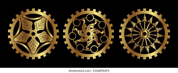 Collection of gold gear vector