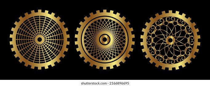 Collection of gold gear vector eps 10