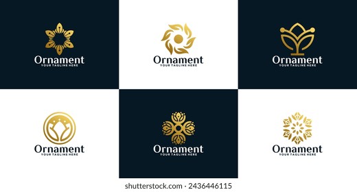 collection of gold geometric floral ornament logo designs
